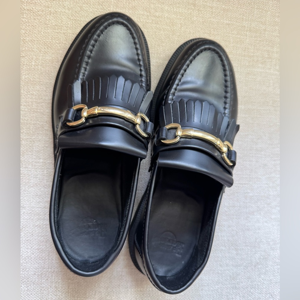 Dr. Martens Adrian Snaffle Black leather Loafers with Gold Detail Unisex M6 /W 7 - Picture 6 of 15